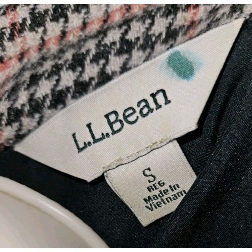 LL Bean Blazer Jacket Wool Silk Coral Black‎ Houndstooth Bellandi Career Size S - Picture 4 of 5